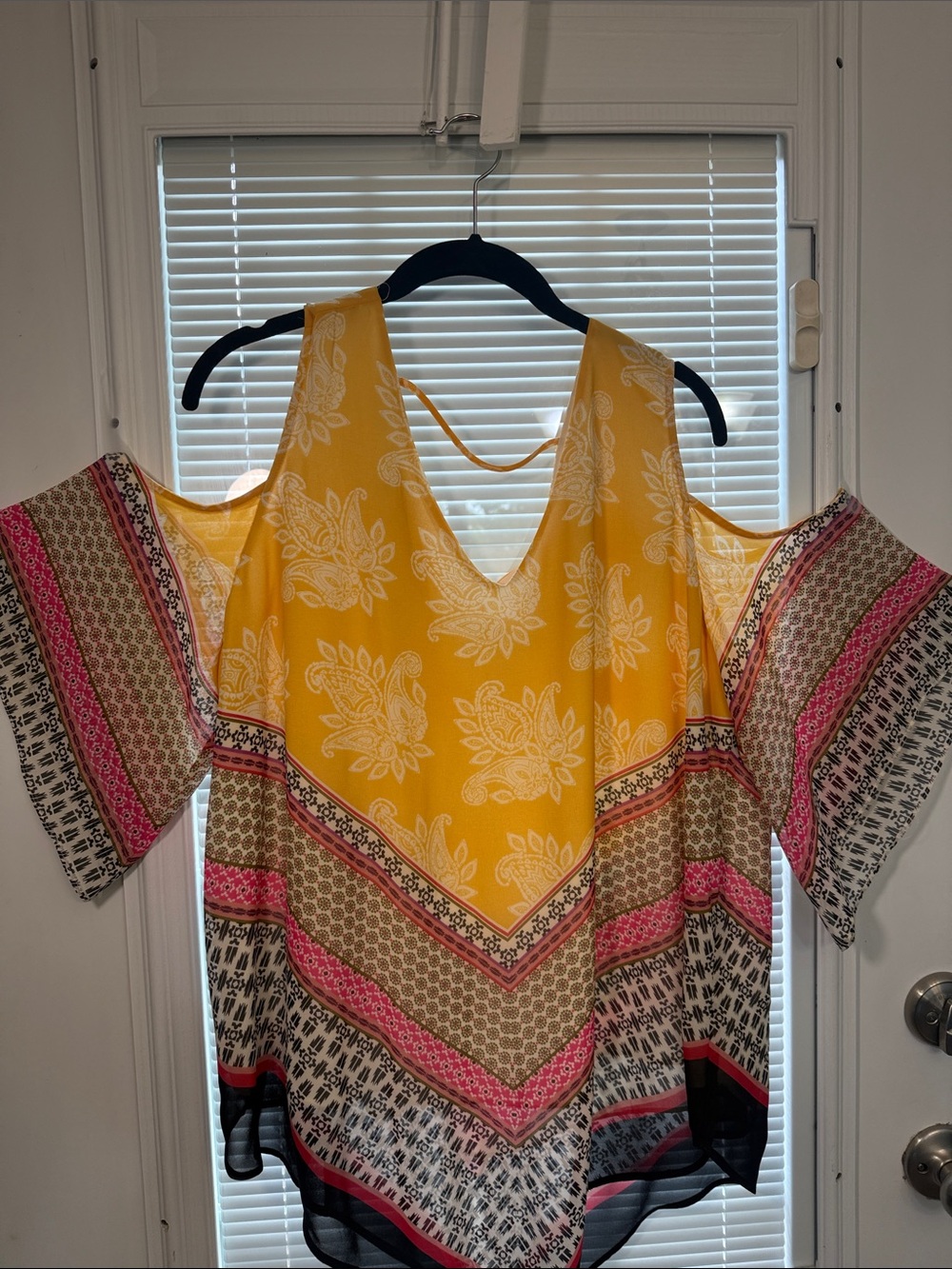 Yellow Floral Cold-Shoulder Women’s